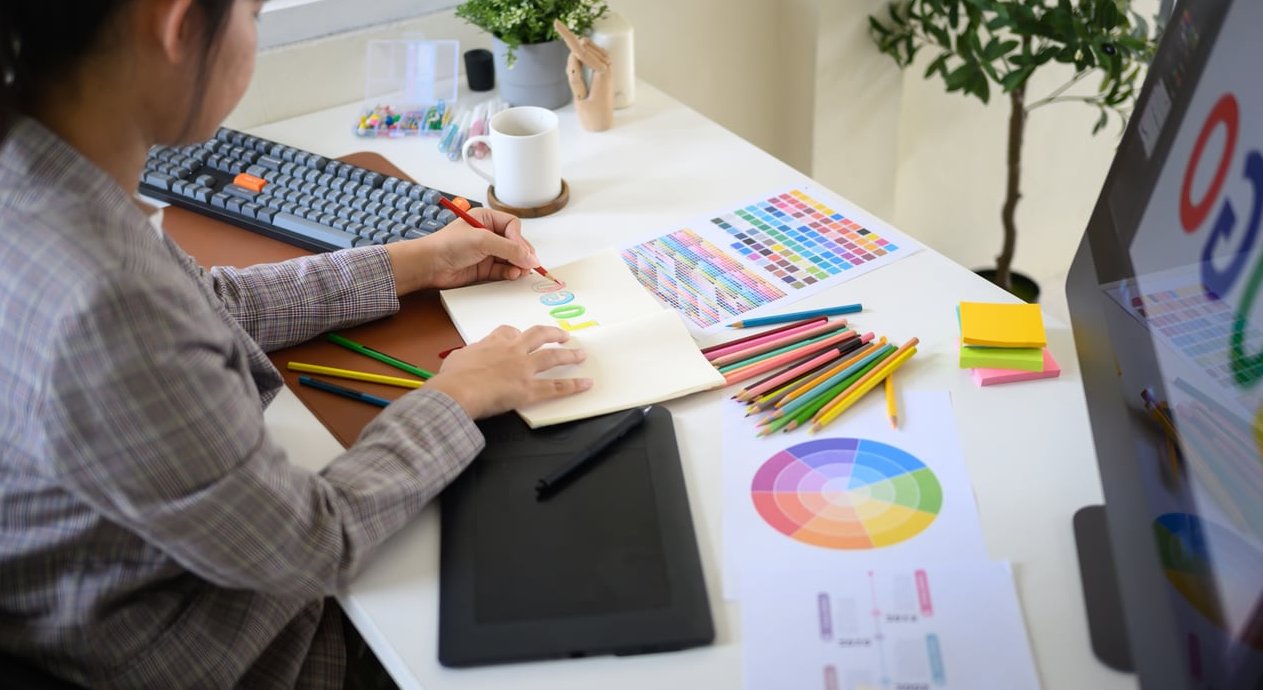 designer sketching notebook