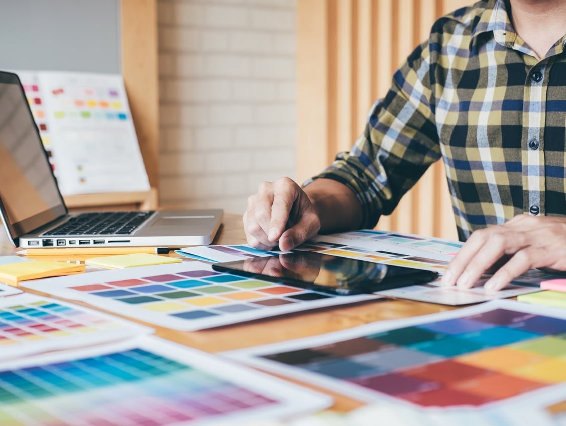 graphic designer working laptop