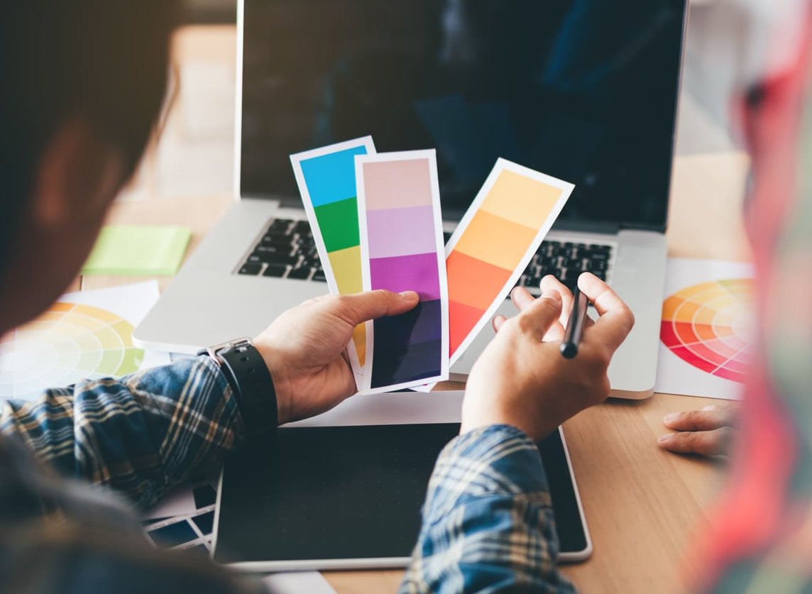 graphic designer working laptop
