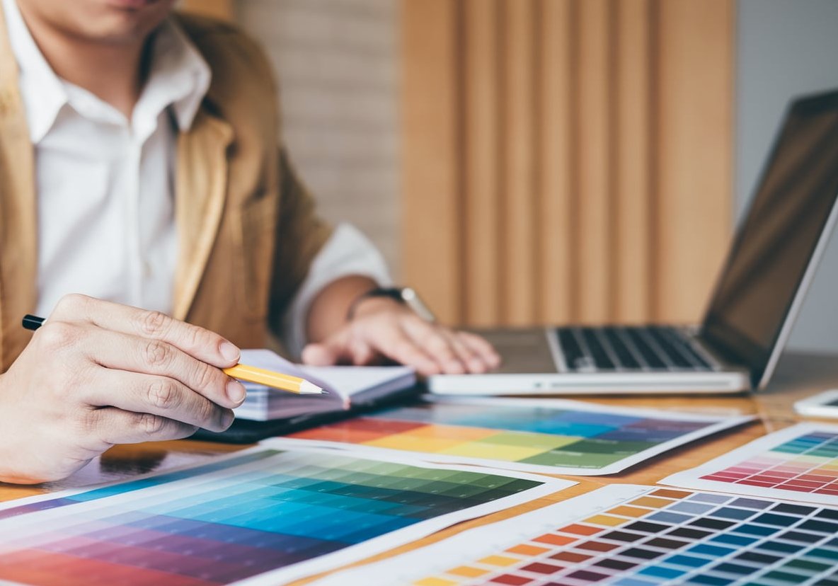 graphic designer working laptop