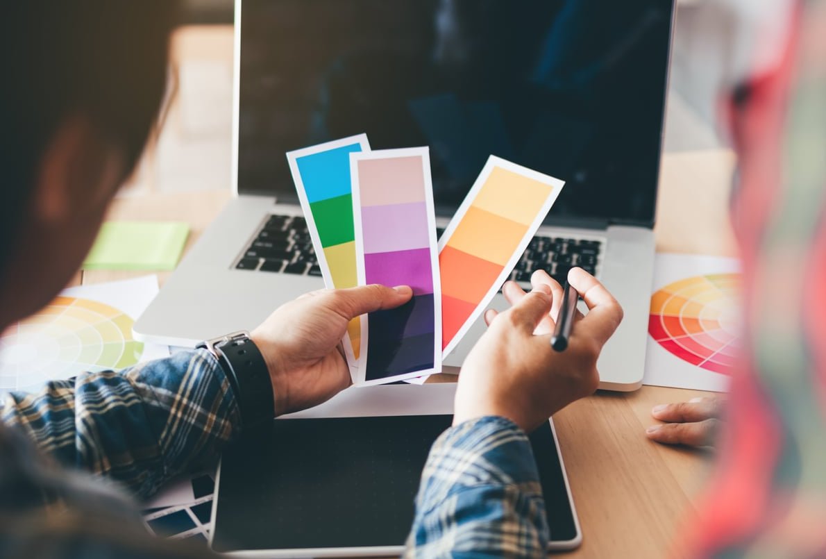 graphic designer working laptop